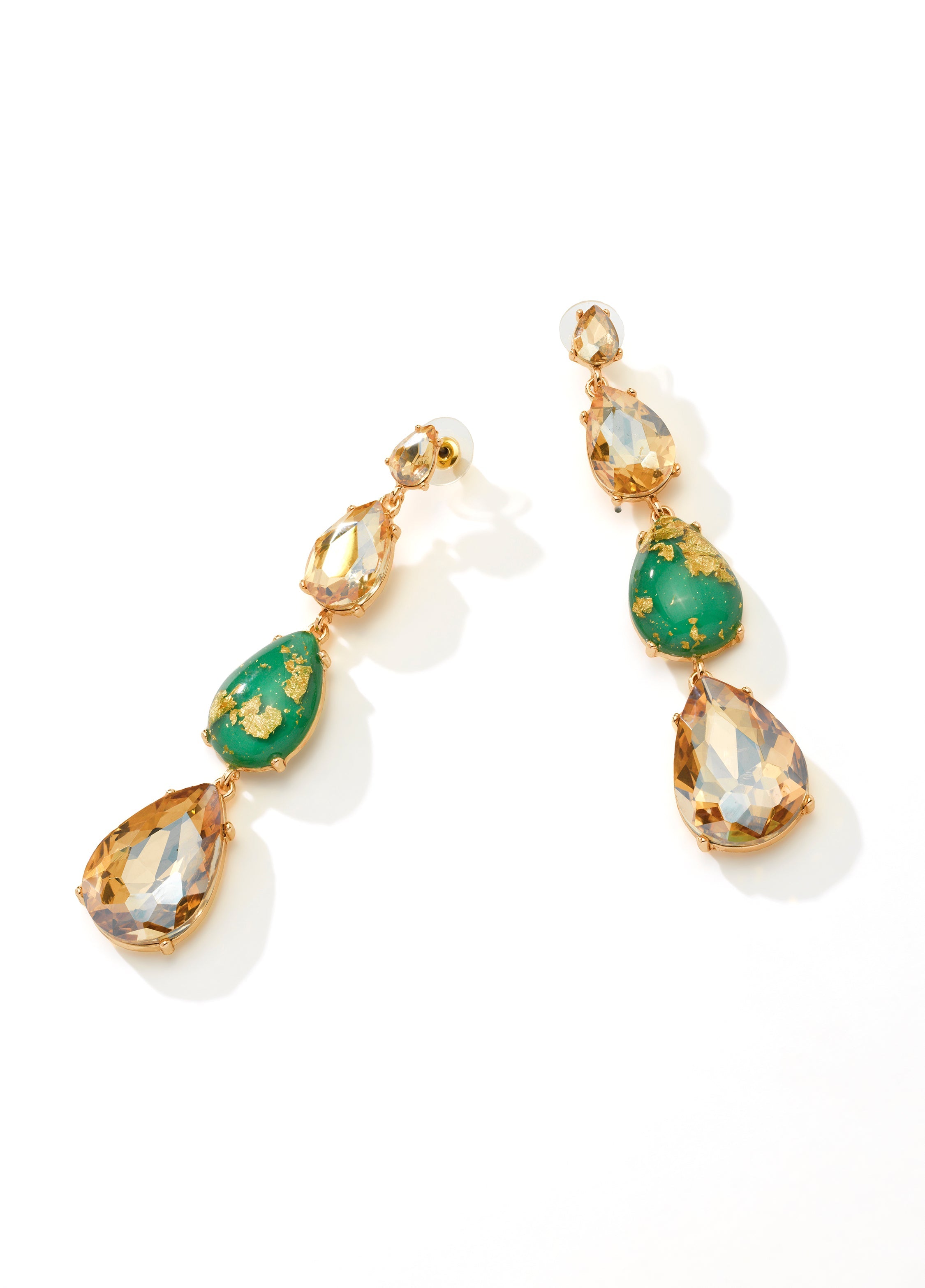 Tripe Layer Tear Drop Earrings