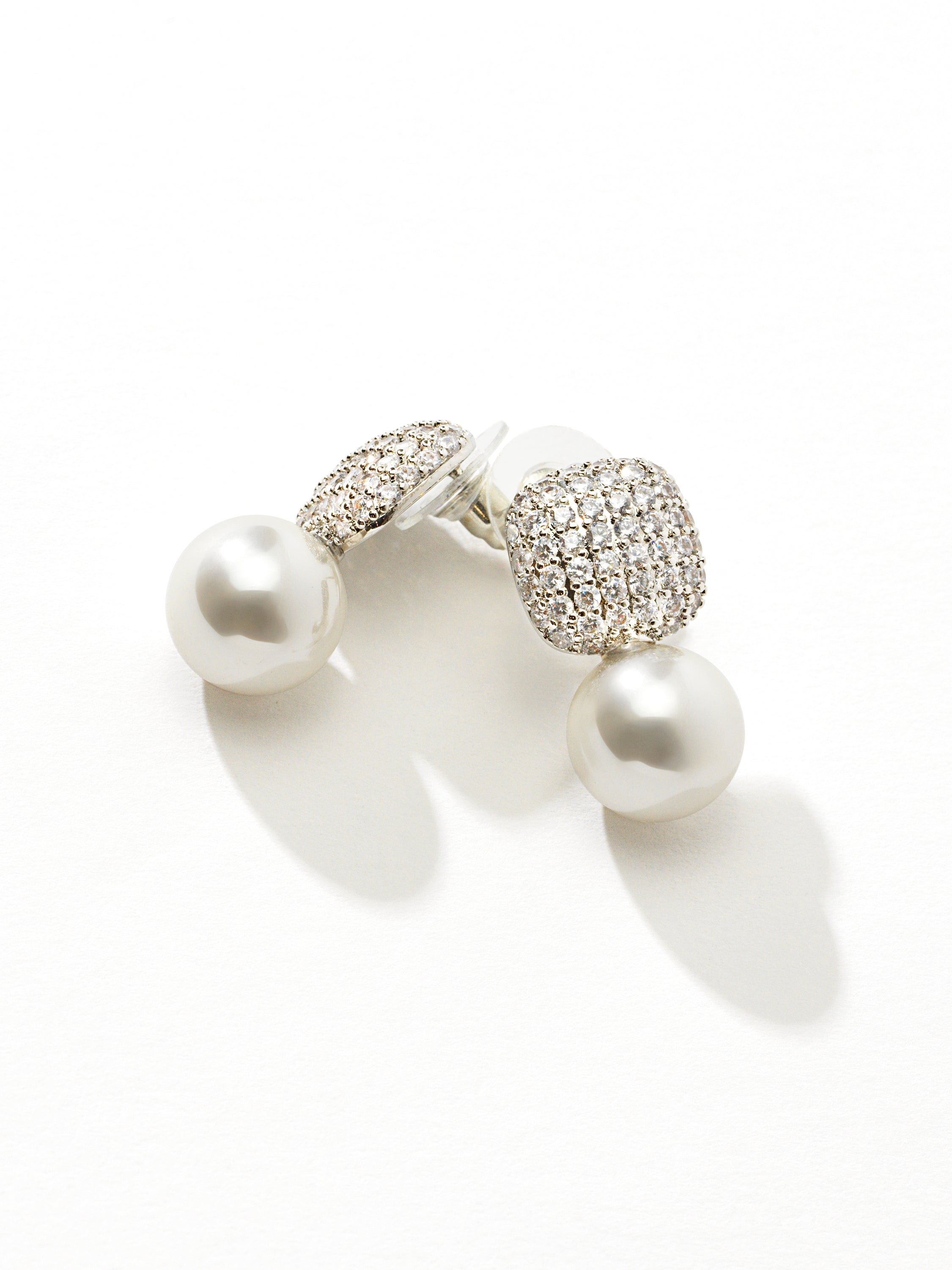 Pave With Pearl Drop Earrings