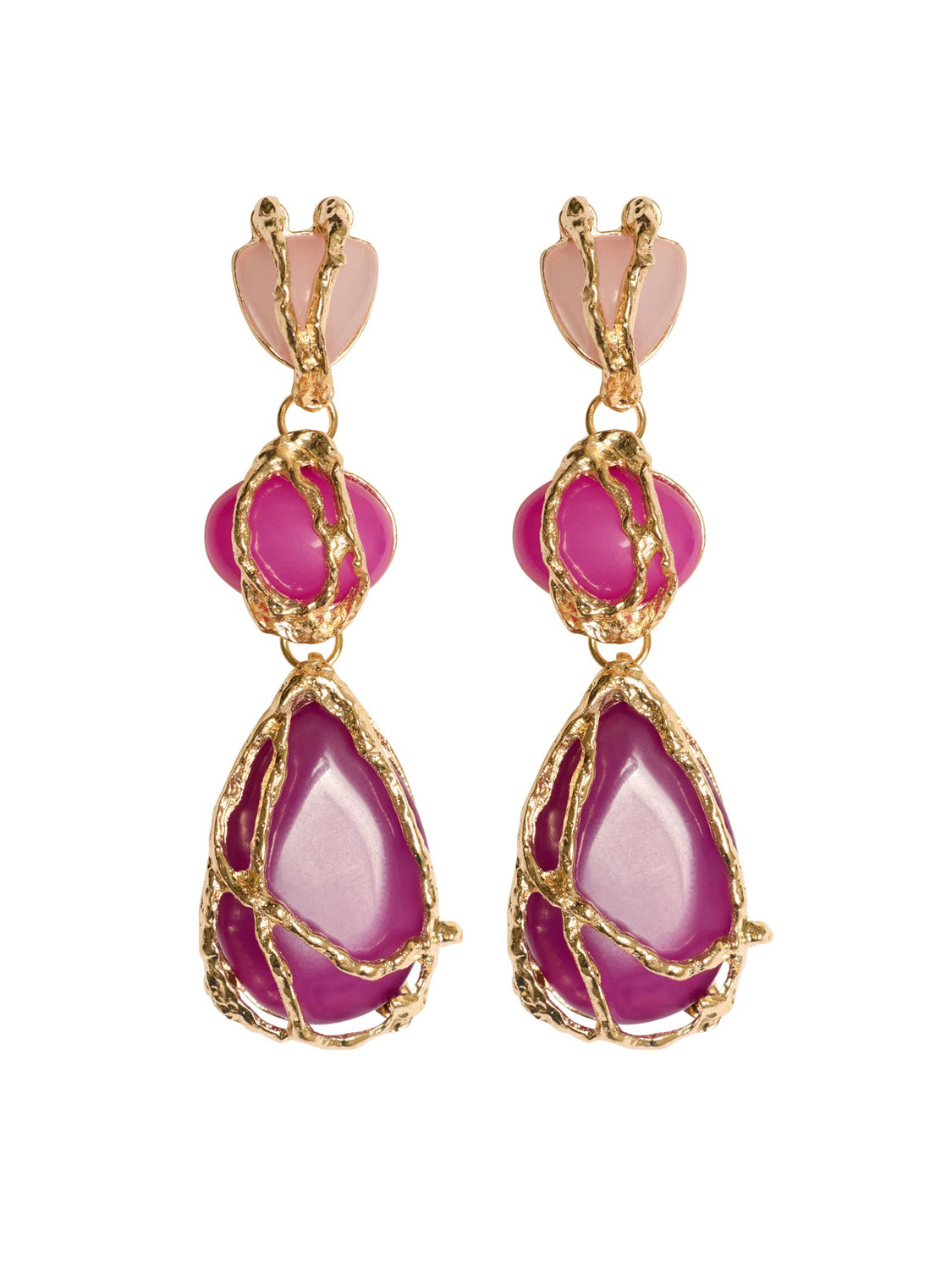 3-Tier Gemstone Earrings