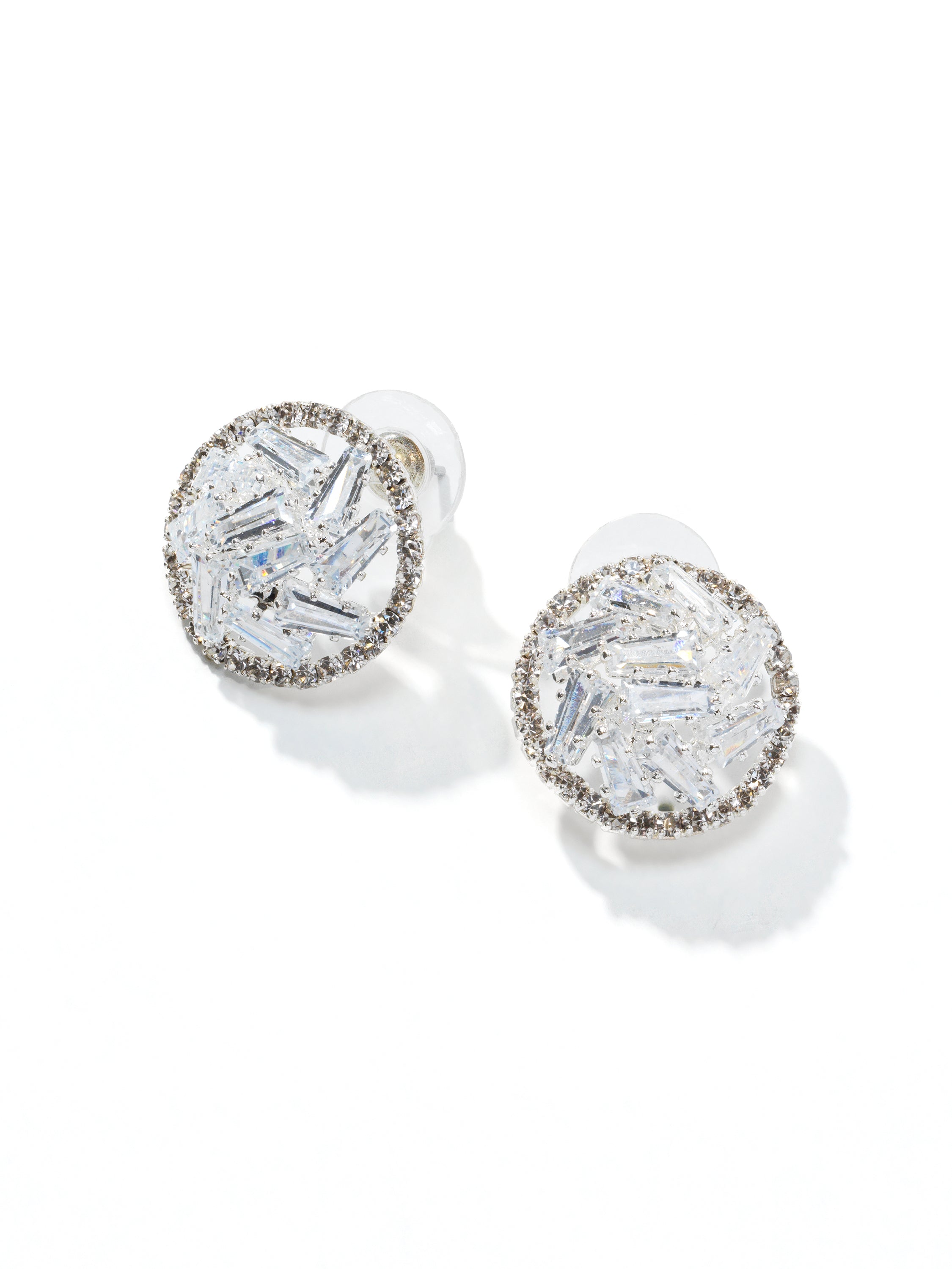 Gem Embellished Button Earring